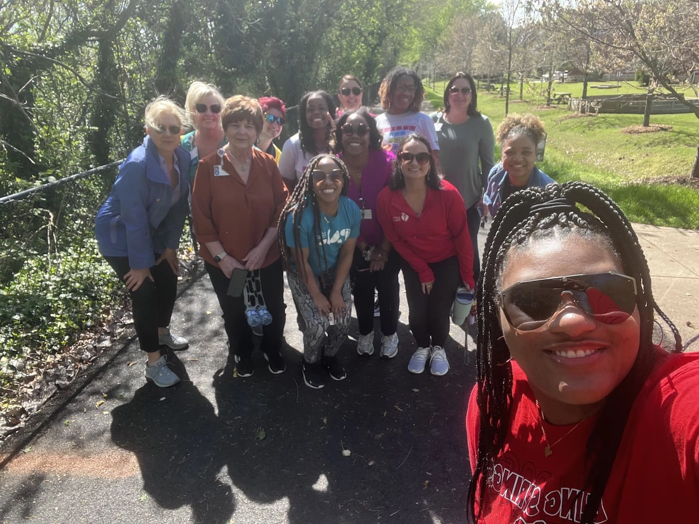 National Walking Day participants on the Rail Trail in Spartanburg