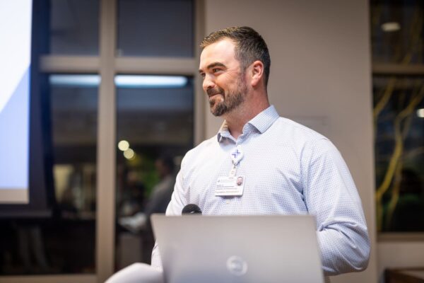 Keith Hill, Director of Philanthropy for SRHS, speaking at the CHIP Celebration